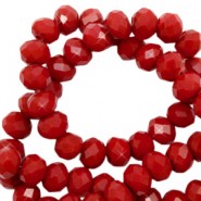 Faceted glass beads 6x4mm disc Maroon red-pearl shine coating